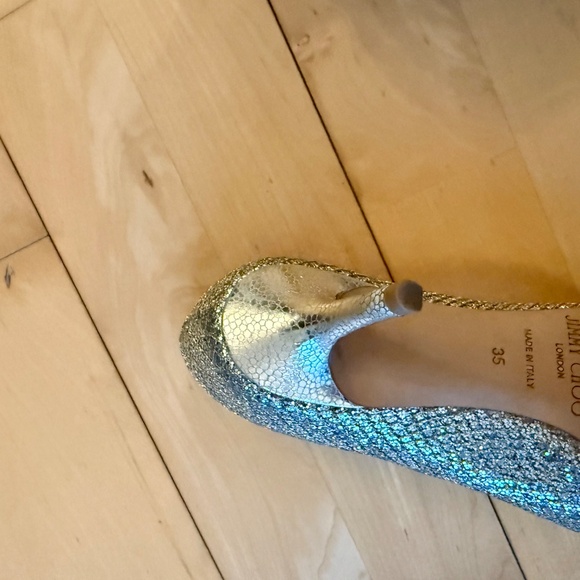 Authentic Jimmy Choo Silver Kitten Heels - Picture 4 of 5